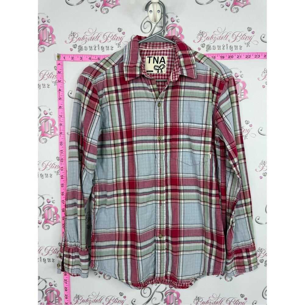 TNA shirt Red, Light Blue and Green Plaid Button-Down Shirt